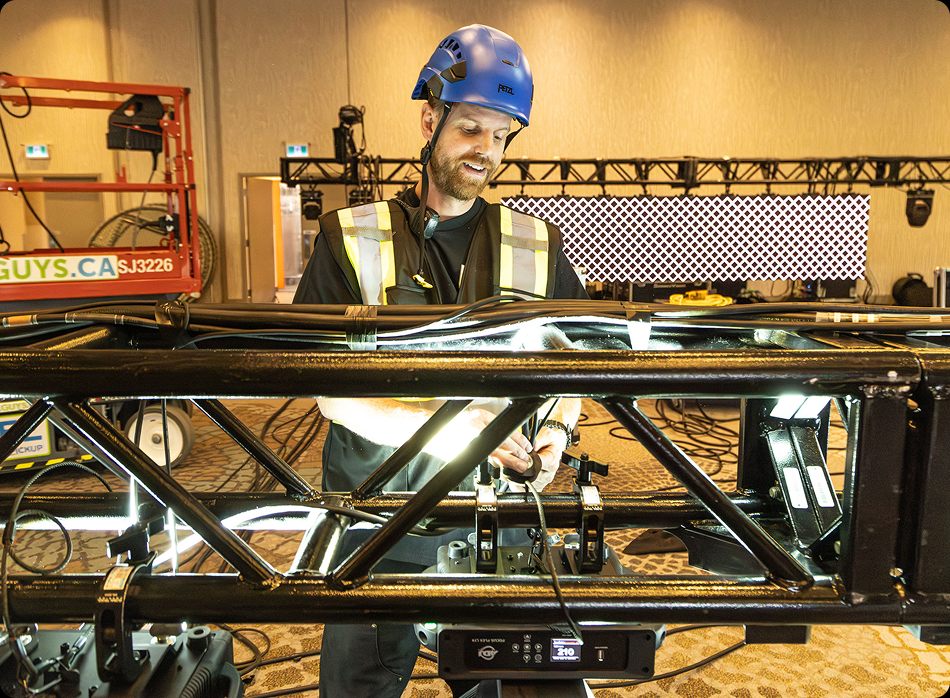 Dustin installing equipment