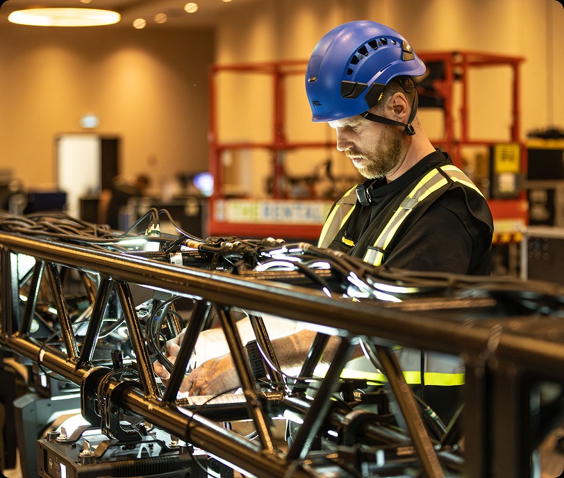 Dustin installing sound equipment