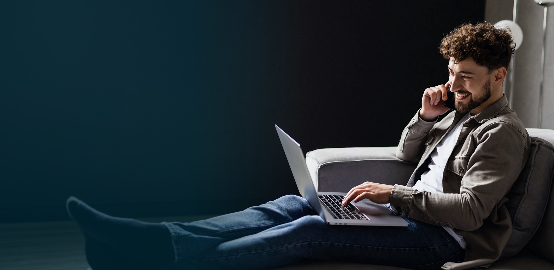 Man working couch