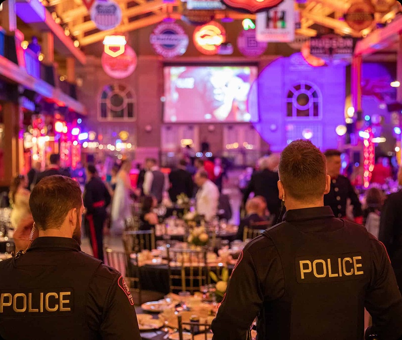 Two police men standing