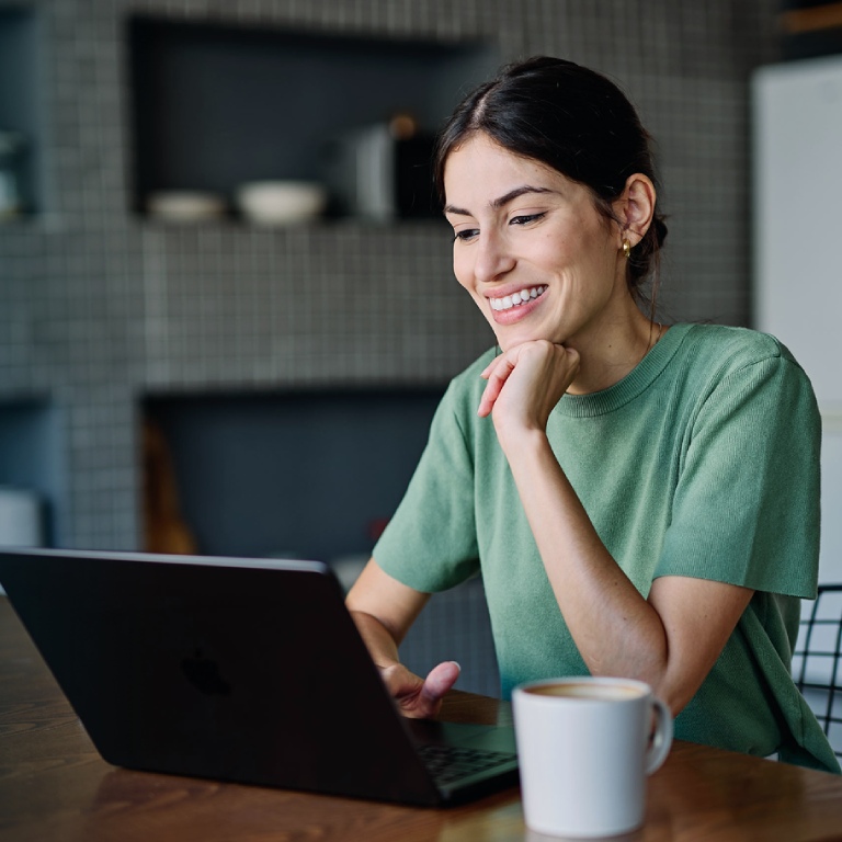 Woman smiling working at office